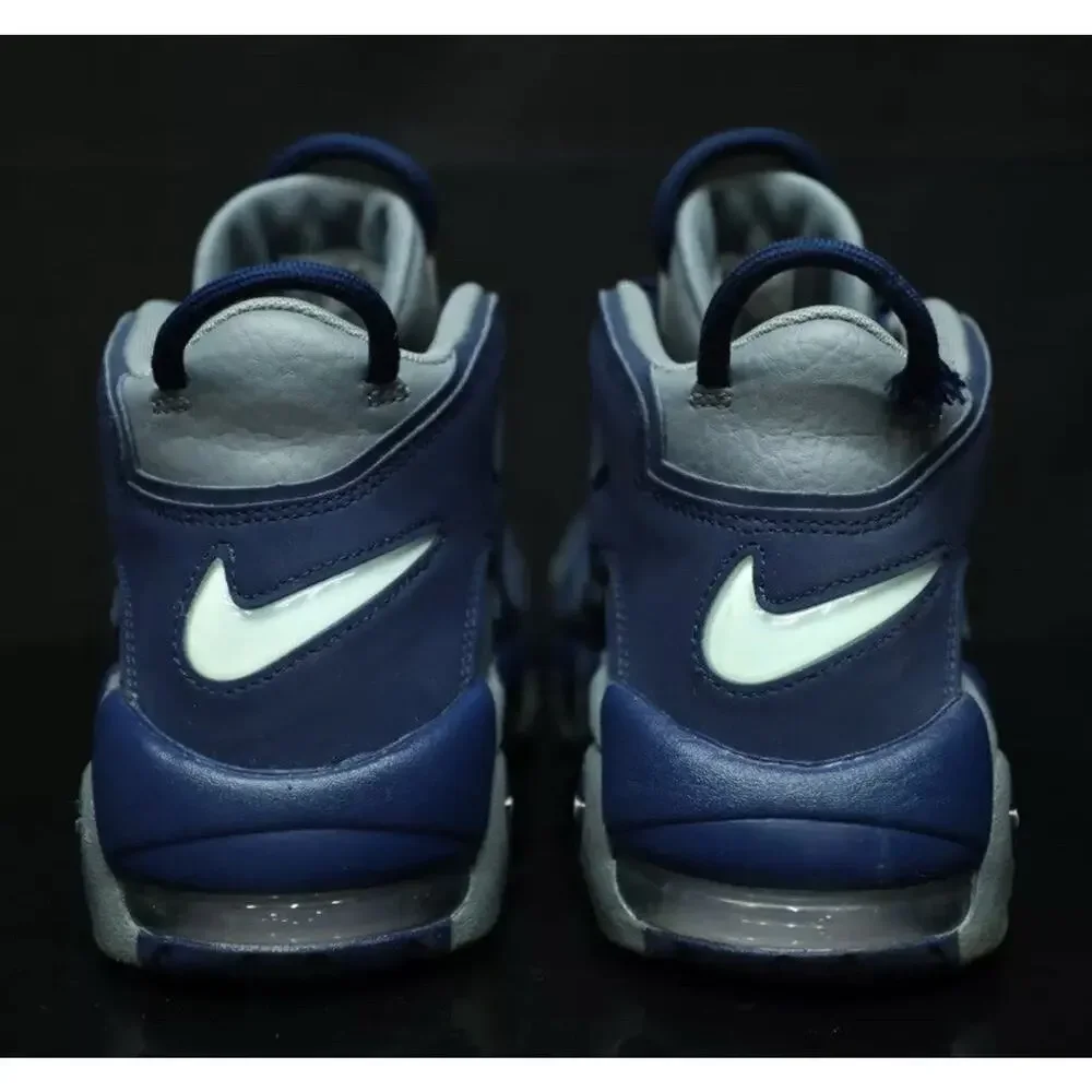 NIKE Air Uptempos Rare Georgetown Hoyas Shoes Cool Grey Navy Mens 8 Fast Ship